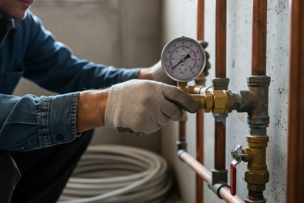 Pressure testing a repaired line during Water Line Repair in Mount Prospect